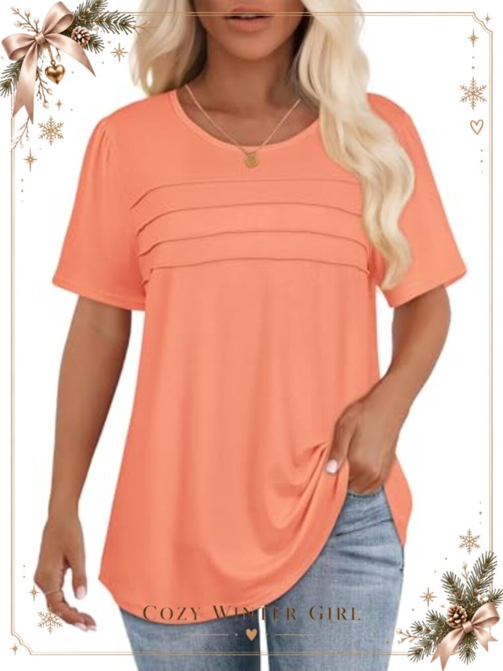 Womens Plus Size Pleated Front Tunic Top Short Sleeve Summer Blouse